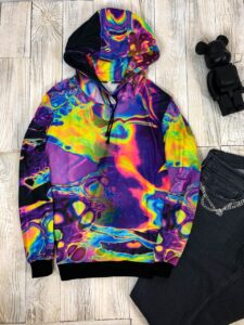 Мужское Разноцветное Худи Оверсайз Tie Die - Свободная Толстовка с Капюшоном и Ярким принтом Тай Дай