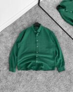 Мужская Легкая Зеленая Рубашка Свободного Кроя из Муслина